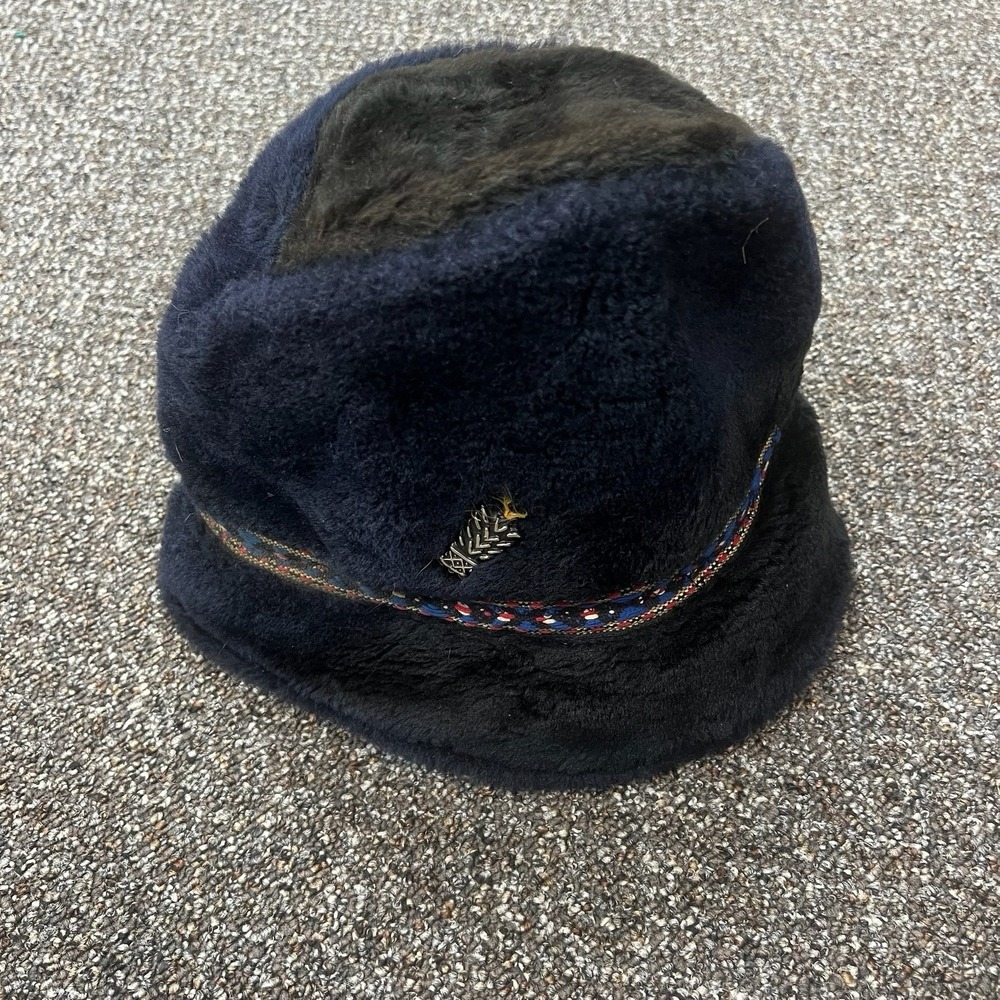 True Vintage 1950s Fur Hat Black Pill Box Hat Design Western Native Antique